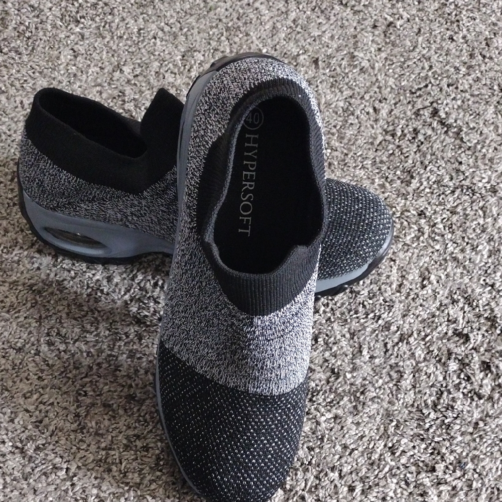 Hypersoft Black and Gray Slip-On Sneakers